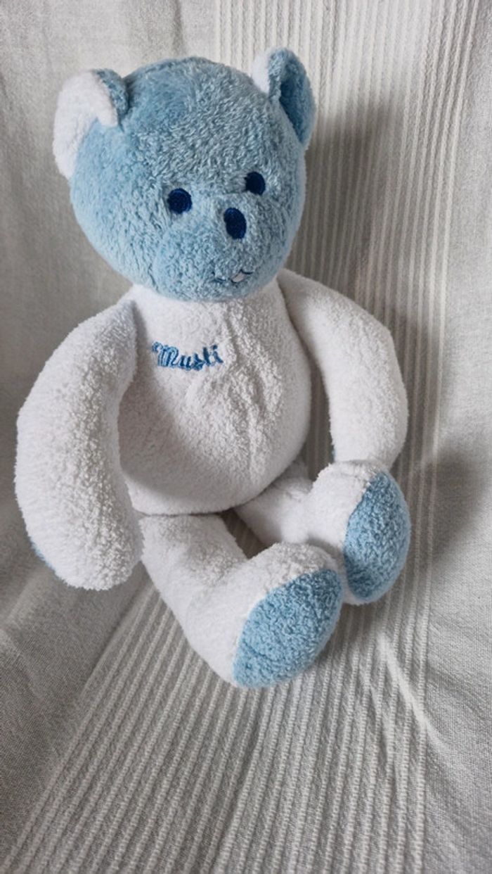Ourson bleu et blanc Musti