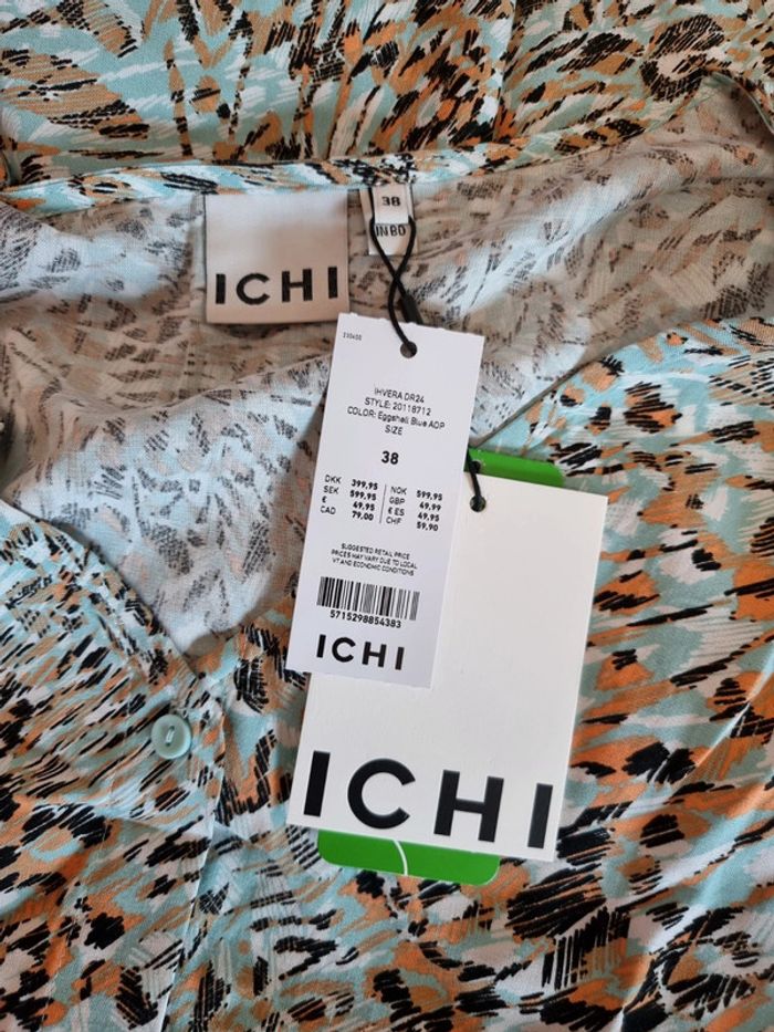 ICHI robe fluide de jour * taille 38 * turquoise - photo numéro 8