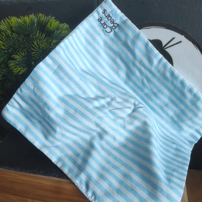 Doudou plat ours Care bears baby Les Bisounours bleu lune Grosdodo grelot Rayé - photo numéro 2