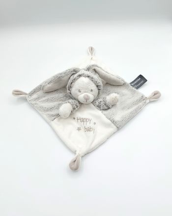 Doudou plat ours blanc déguisé en lapin gris chiné ORCHESTRA PREMAMAN Happy Baby