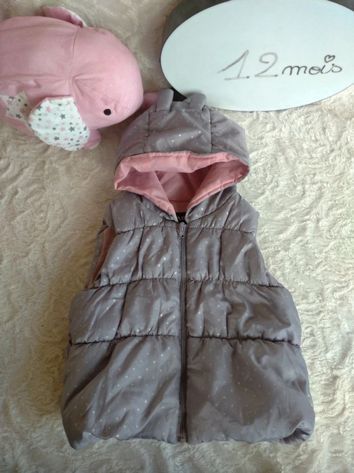 Veste sans manche zippée avec capuche oreille de lapin Fille 12 mois Étoile Kiabi