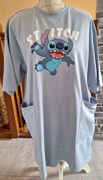 Chemise de nuit bleu ciel Stitch à grandes poches