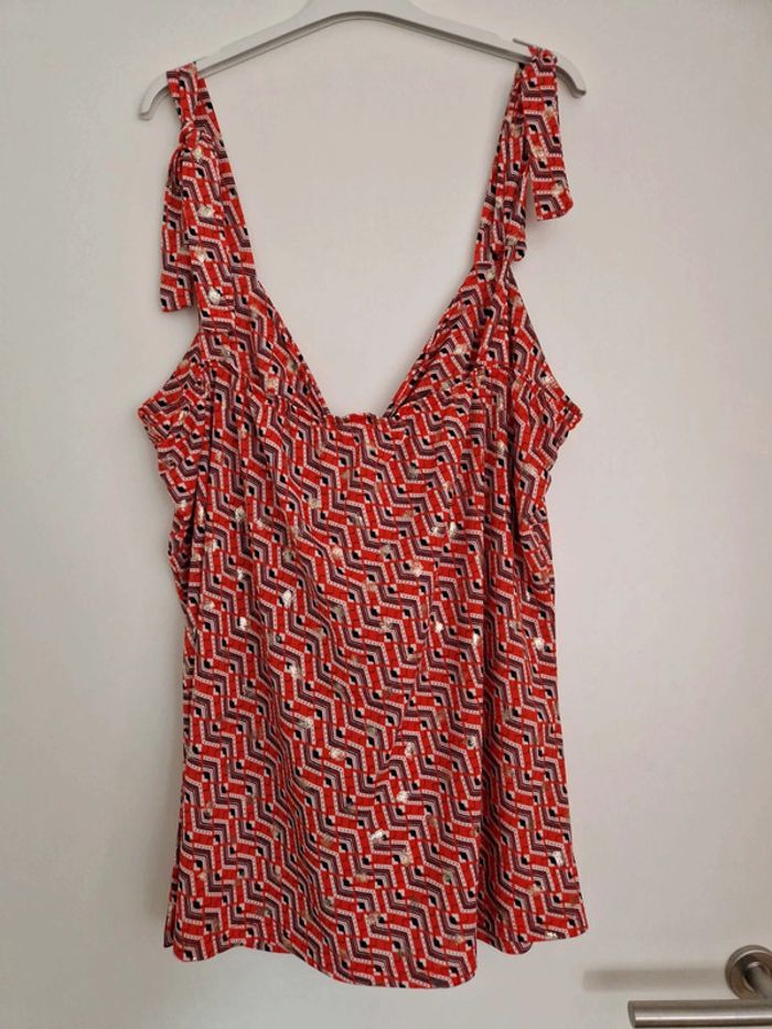 Débardeur été fluide femme Paprika orange géométrique L - photo numéro 5