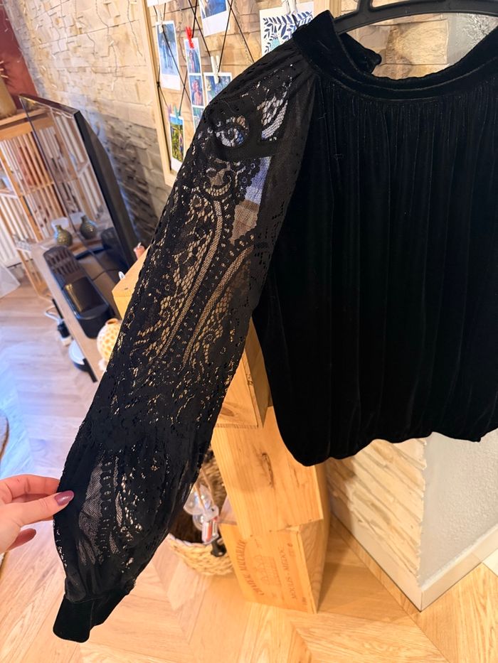 Haut velour noir manches longues - photo numéro 5