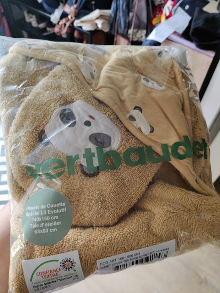 Grande cape de bain + 2 gants moutarde thème panda Vertbaudet - photo numéro 5