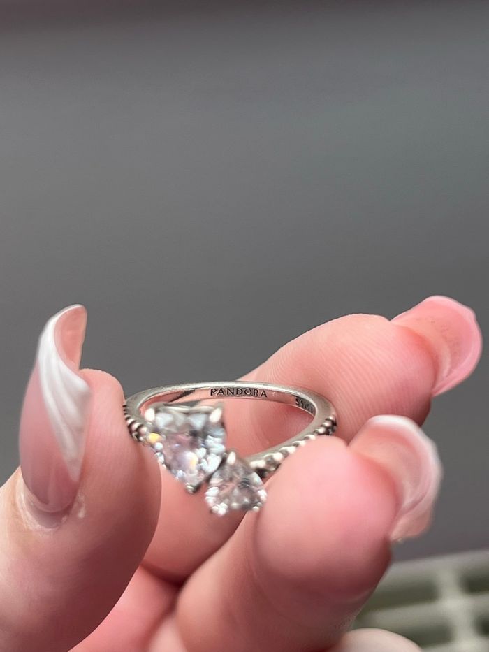 Bague Pandora coeur double en argent 925/1000e taille 52 - photo numéro 6