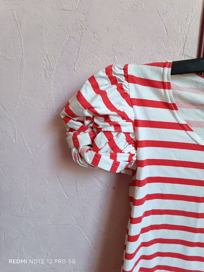Tee-shirt rayé rouge- blanc T.42/44 - photo numéro 5