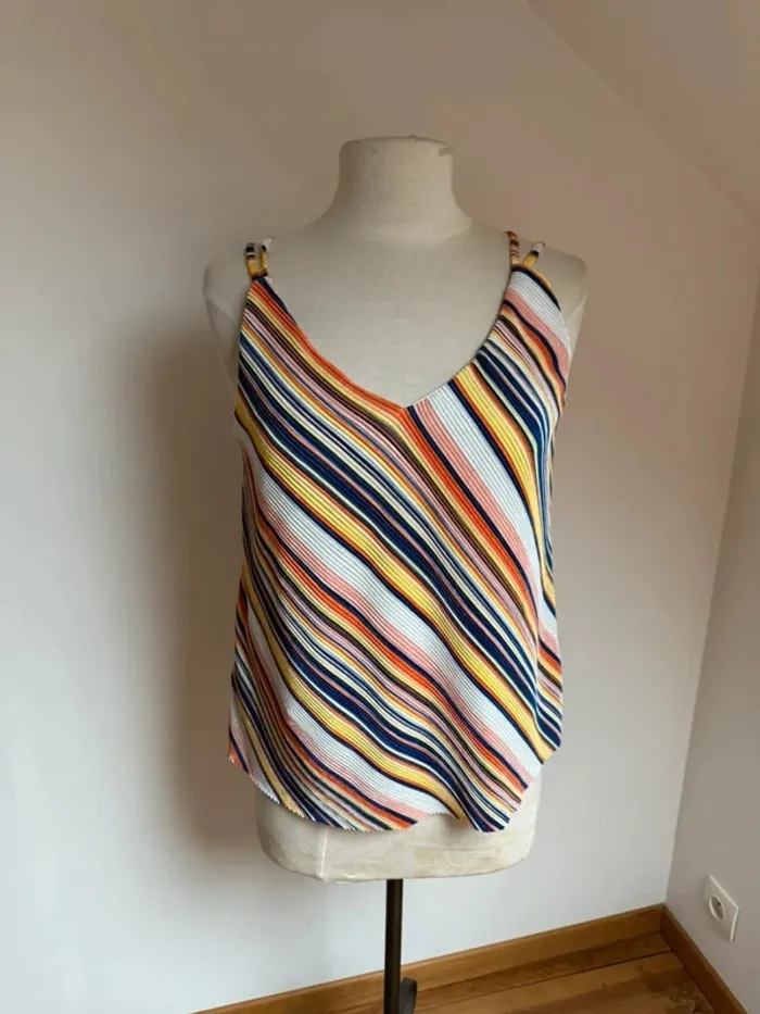 Superbe haut Caraco fluide plissé multicolore neuf Camaïeu 🌸 M 38