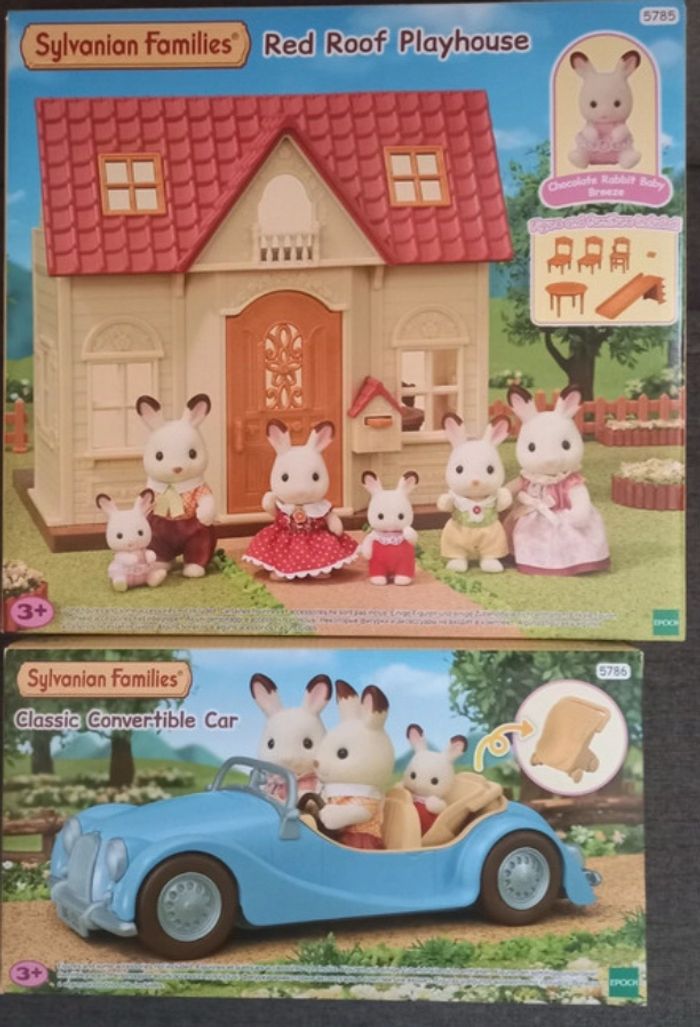 Maison et voiture décapotable bleue