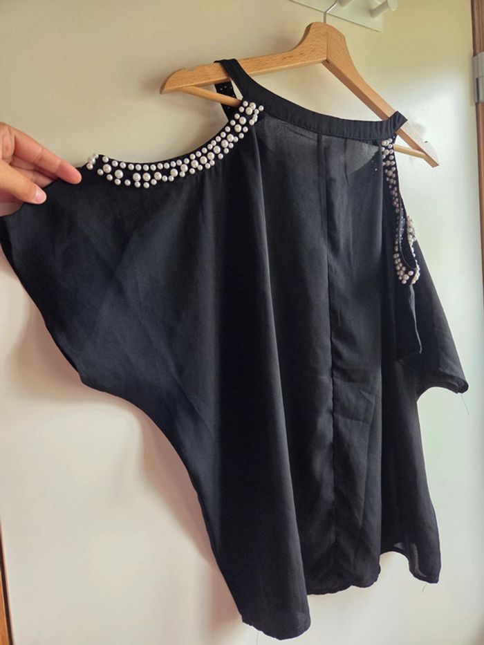 Blouse noire élégante perles MC Lorene - taille unique - photo numéro 6