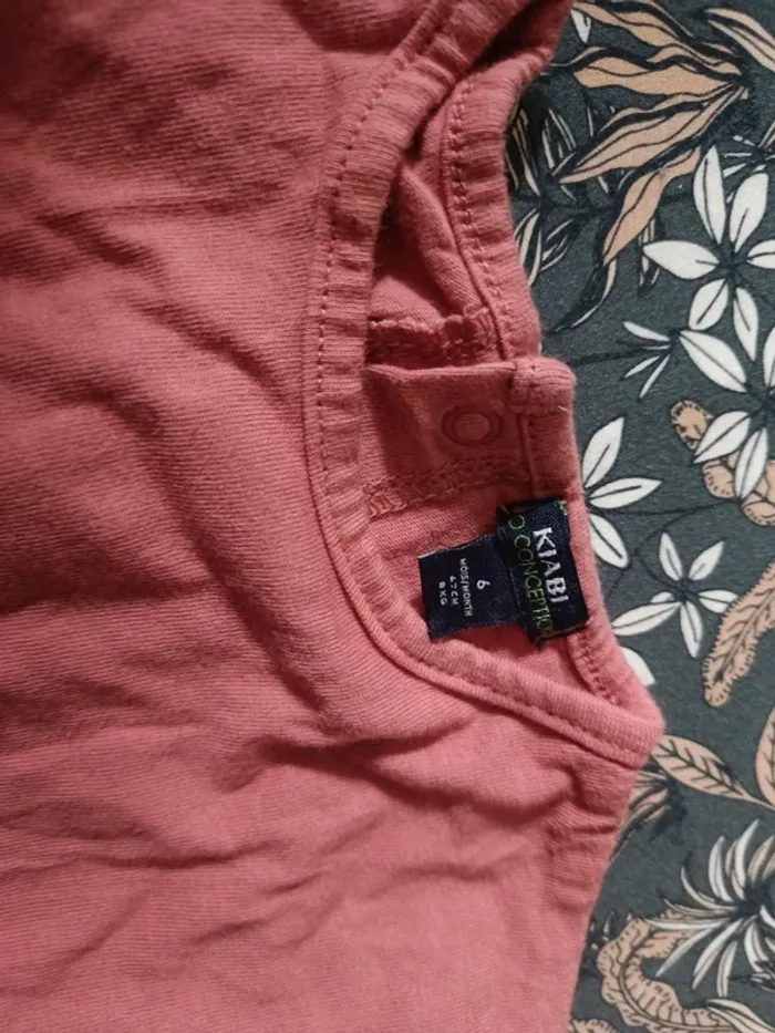 Tee shirt manches courtes vieux rose Kiabi 6 mois - photo numéro 3