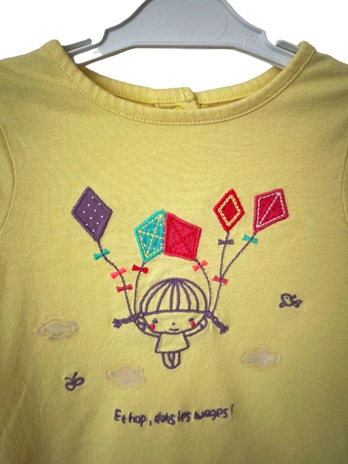 T-shirt manches longues jaune clair - DPAM 3 mois (60cm) - photo numéro 2