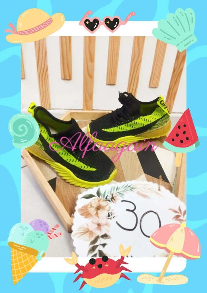 Baskets sport mixte noires/jaunes 30