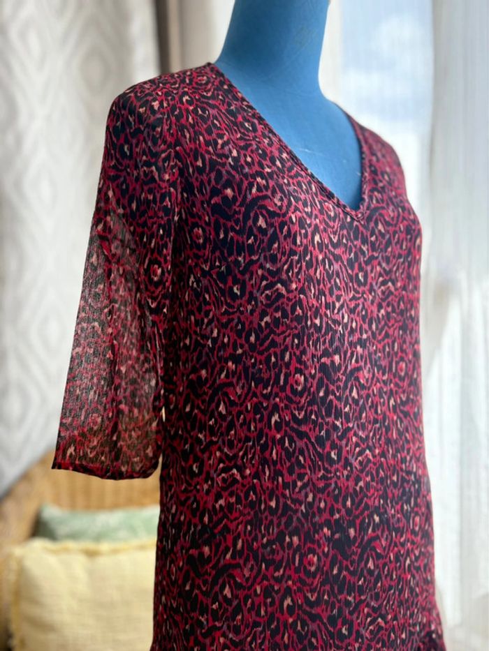 Robe IKKS à motif léopard - Fushia/noir - en très bon état - taille 36/S - photo numéro 2