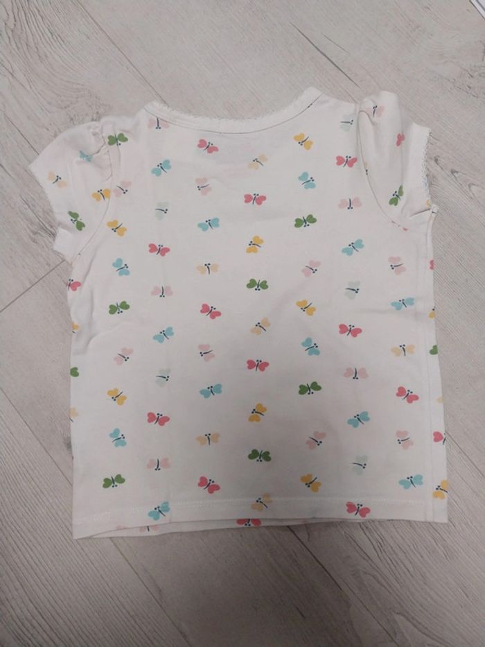 T-shirt fille Baby Gap 2 ans blanc papillons multicolores - photo numéro 3