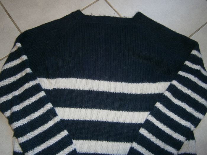 Pull ML marine rayé blanc PROMOD Taille 42 - photo numéro 7