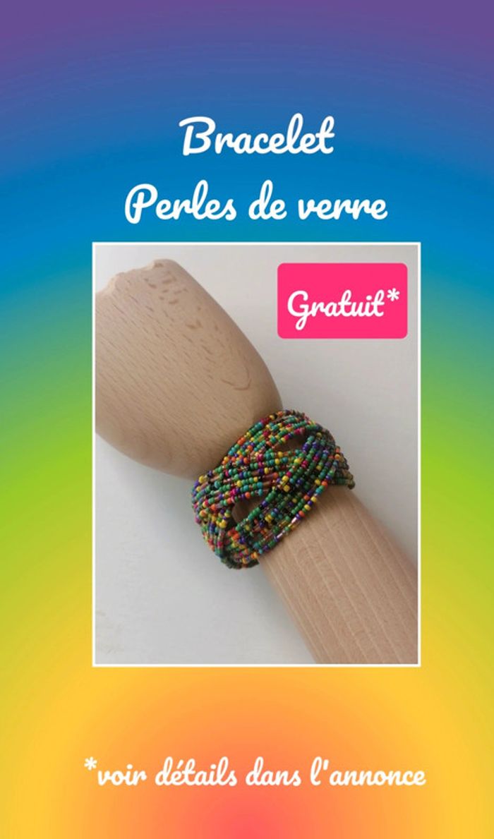 Bracelet perles de verre multicolore entrelacés
