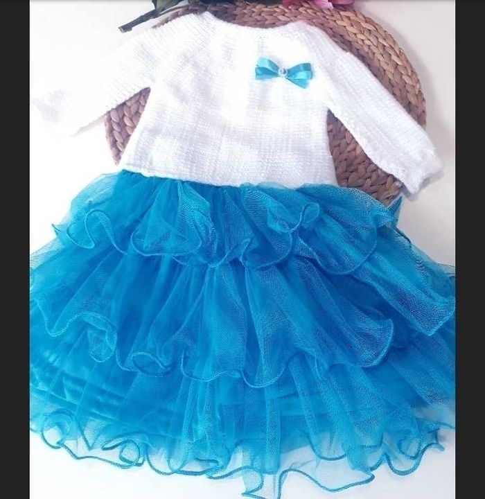 Vêtement ensemble robe fleurie tricot fait main bébé fille 1 an - photo numéro 2