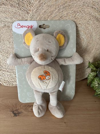 Neuf doudou souris gris beige coccinelle bengy