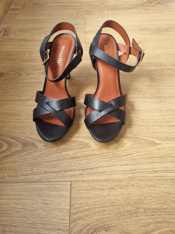 Sandales minelli noires en cuir - photo numéro 2