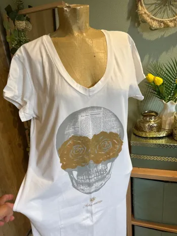 Magnifique robe longue avec skull devant et poches femme