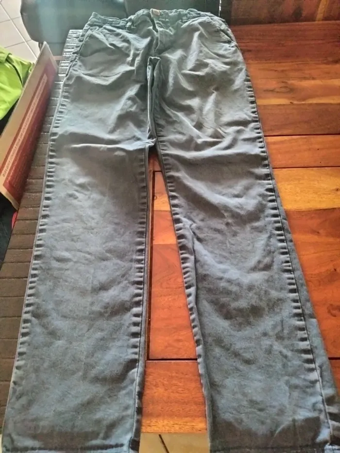 Pantalon toile uni bleu en 36 la halle