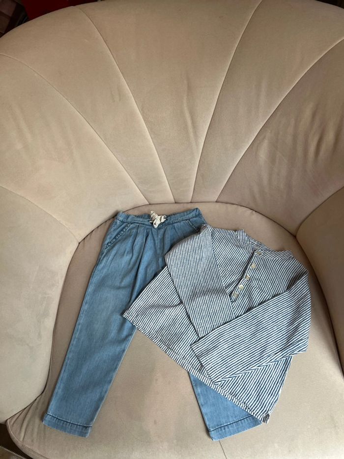 Ensemble chemise rayée et pantalon jean 18 mois - Émile et Ida - photo numéro 2