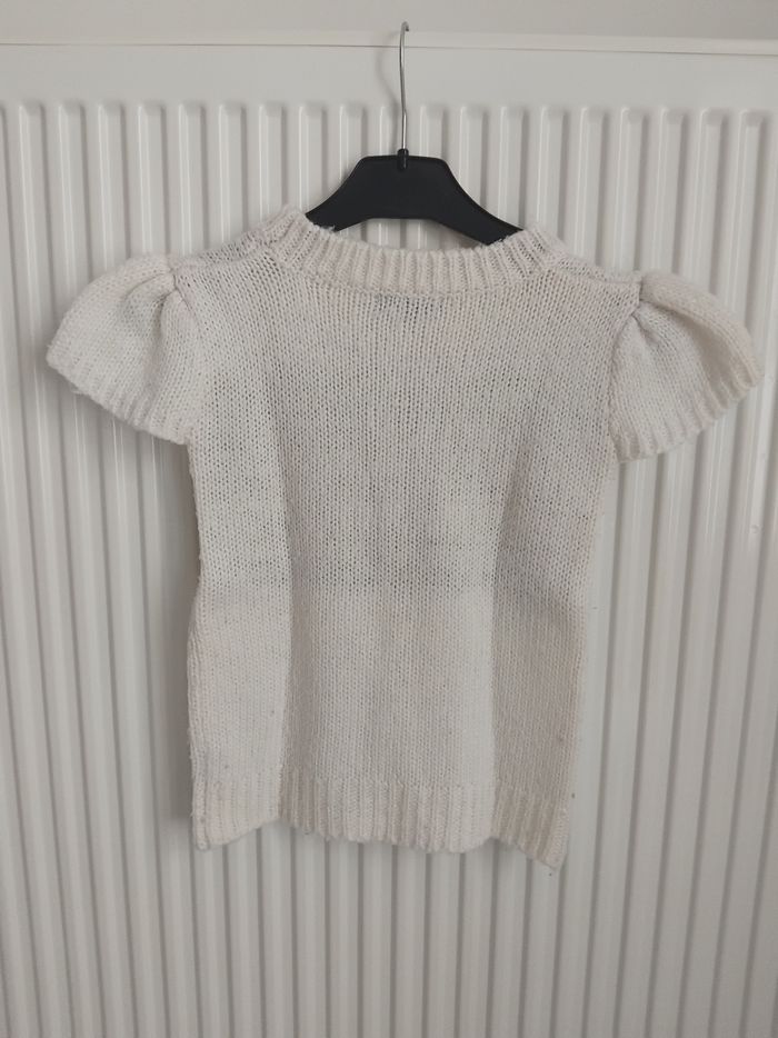 Pull manches courtes blanc in extenso fille 4 ans - photo numéro 5