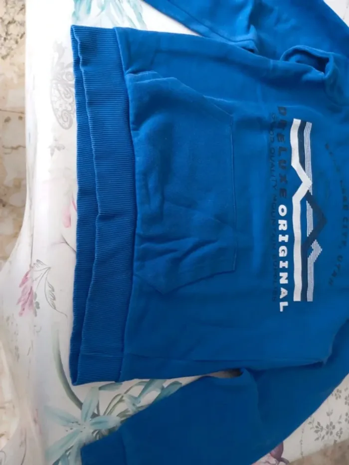 Sweat à capuche bleu électrique 12 ans - photo numéro 2