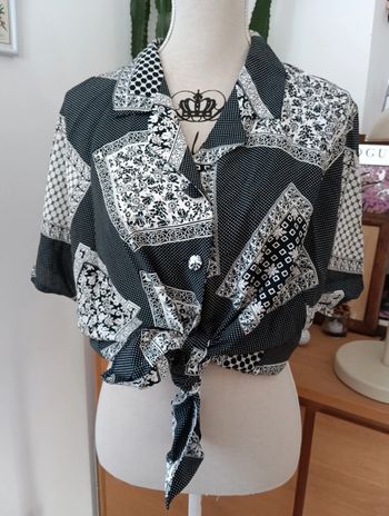 Chemise vintage manches courtes imprimé patchwork