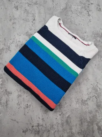 Pull rayé multicolore Tommy Hilfiger – Taille XL Femme (mesures en photos)