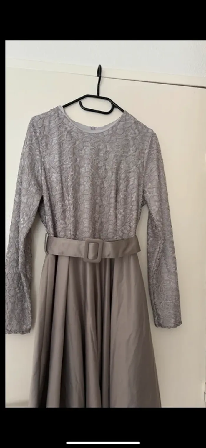 Robe de soirée et cérémonie longue grise taille unique femme - photo numéro 2