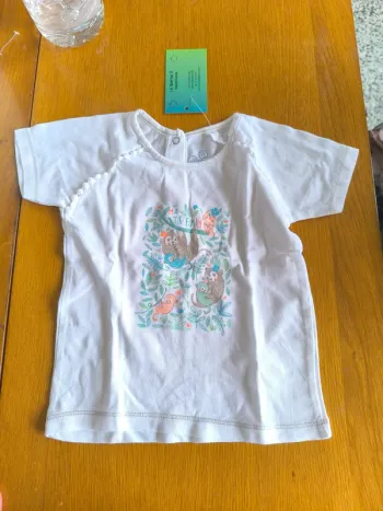 318388 tee-shirt MC blanc fille 12 mois U tout petits