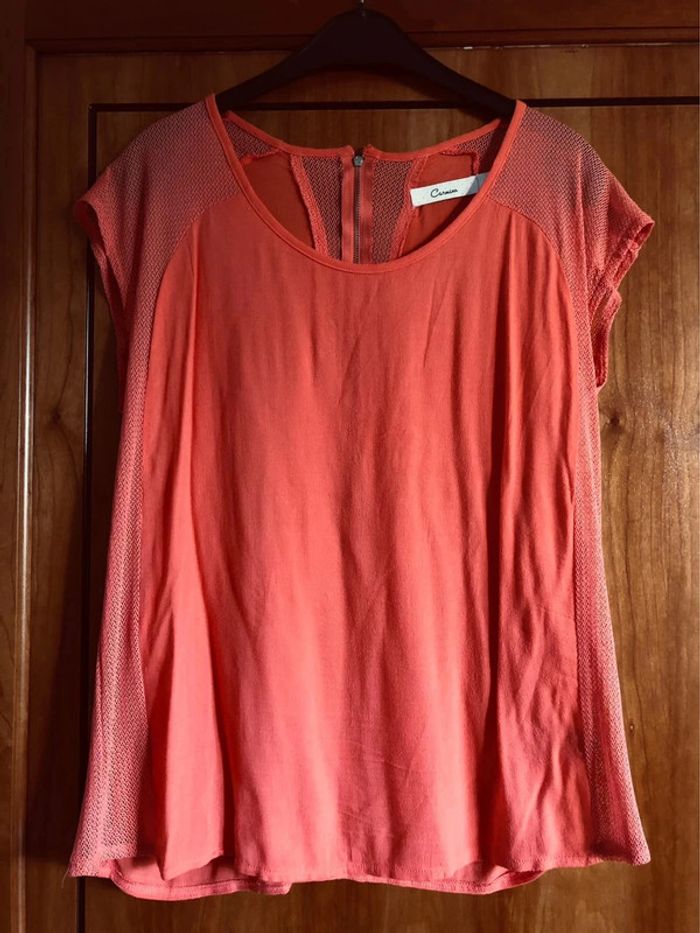 Blouse orange coton neuve 40 Carminn