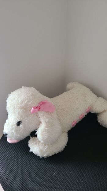 peluche chien blanc coeur rose interactif vintage lansay 2000 marvel