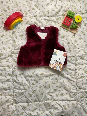 gilet sans manches en fourrure couleurs prune 24 mois kidkanai