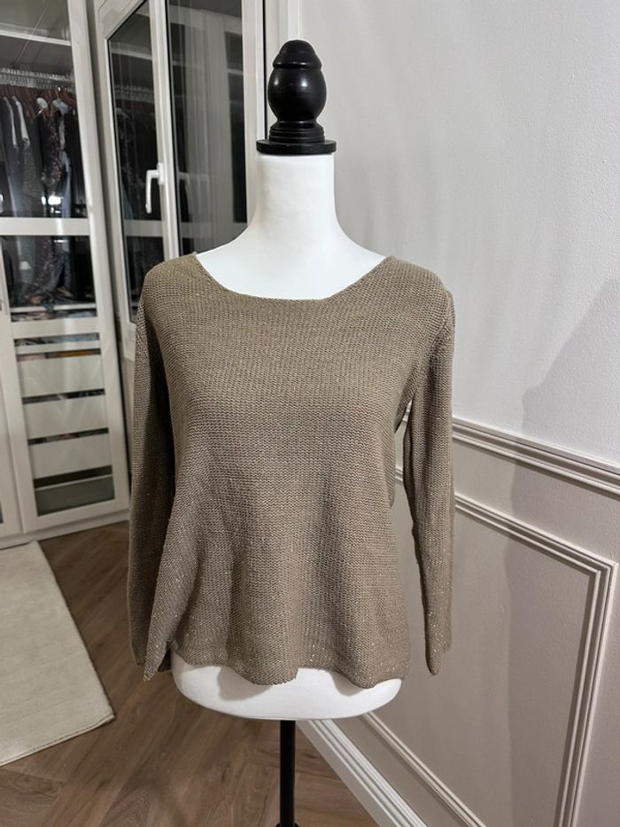 Pull beige marron