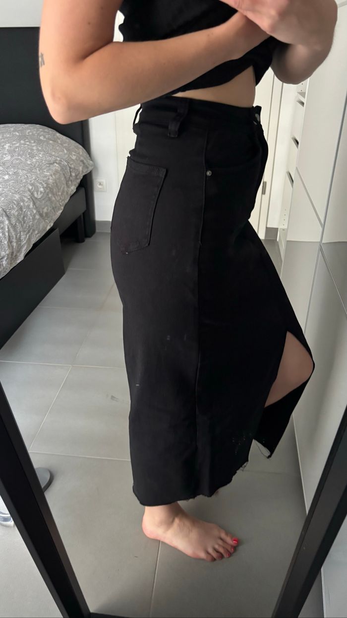 Jupe en jeans longue fendue - photo numéro 2