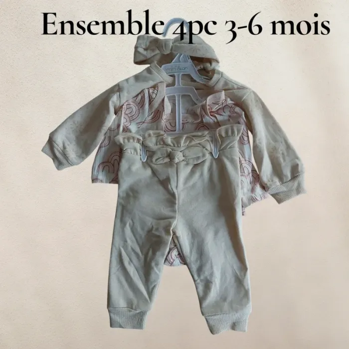 Ensemble fille 4 pièces-3-6mois-neuf avec étiquette
