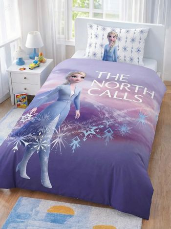 Parure de lit simple Reine des Neiges Frozen - 1 housse de couette + 1 taie d'oreiller - Microfibre