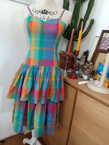 Robe vintage Multicolore coton carreaux madras