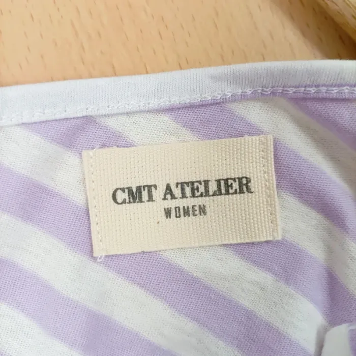 Top lilas à rayures fines et broderies florales fines bretelles CMT Atelier femme S/M A1101 - photo numéro 8