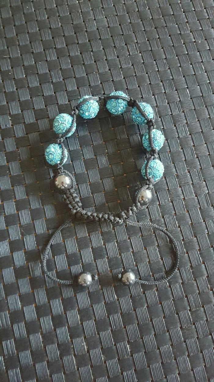 Bracelet shambala bleu turquoise - photo numéro 2