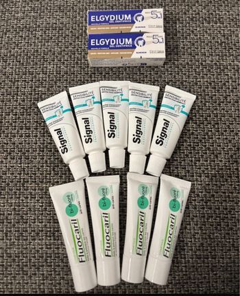 Lot de 11 dentifrices fluocaril signal elgydium