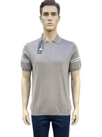 Polo Macidman Exclusive marron clair et blanc homme Taille L Neuf