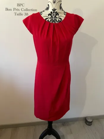 Robe fourreau rouge BPC effet portefeuille - Taille 38