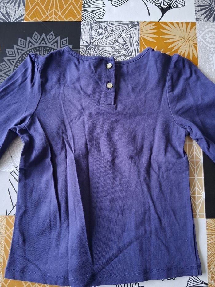 T-shirt fille manches longues bleu marine 5 ans - photo numéro 7