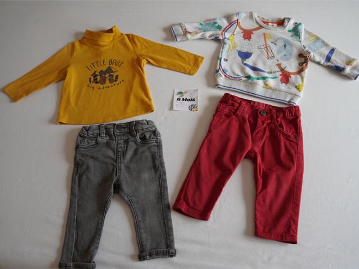 Lot n°6 Vêtements 6 mois : 6 Pantalons + 1 Salopette + 6 Hauts - photo numéro 3