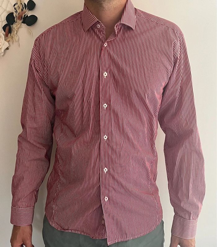 329 - Chemise rayures blanche rouge - photo numéro 8