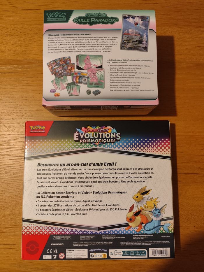 Lot ETB Cartes Pokémon EV4 faille paradoxe Coffret poster Evolutions Prismatiques EV8.5 - photo numéro 2